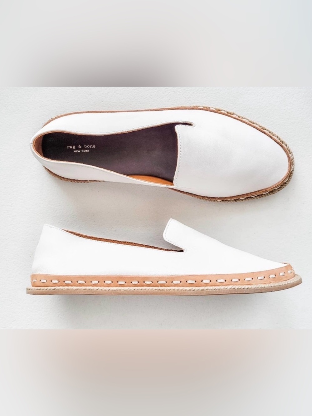 Rag & Bone Cairo Loafer Italian Lamb Leather Almond Toe Loafers White Size 37
